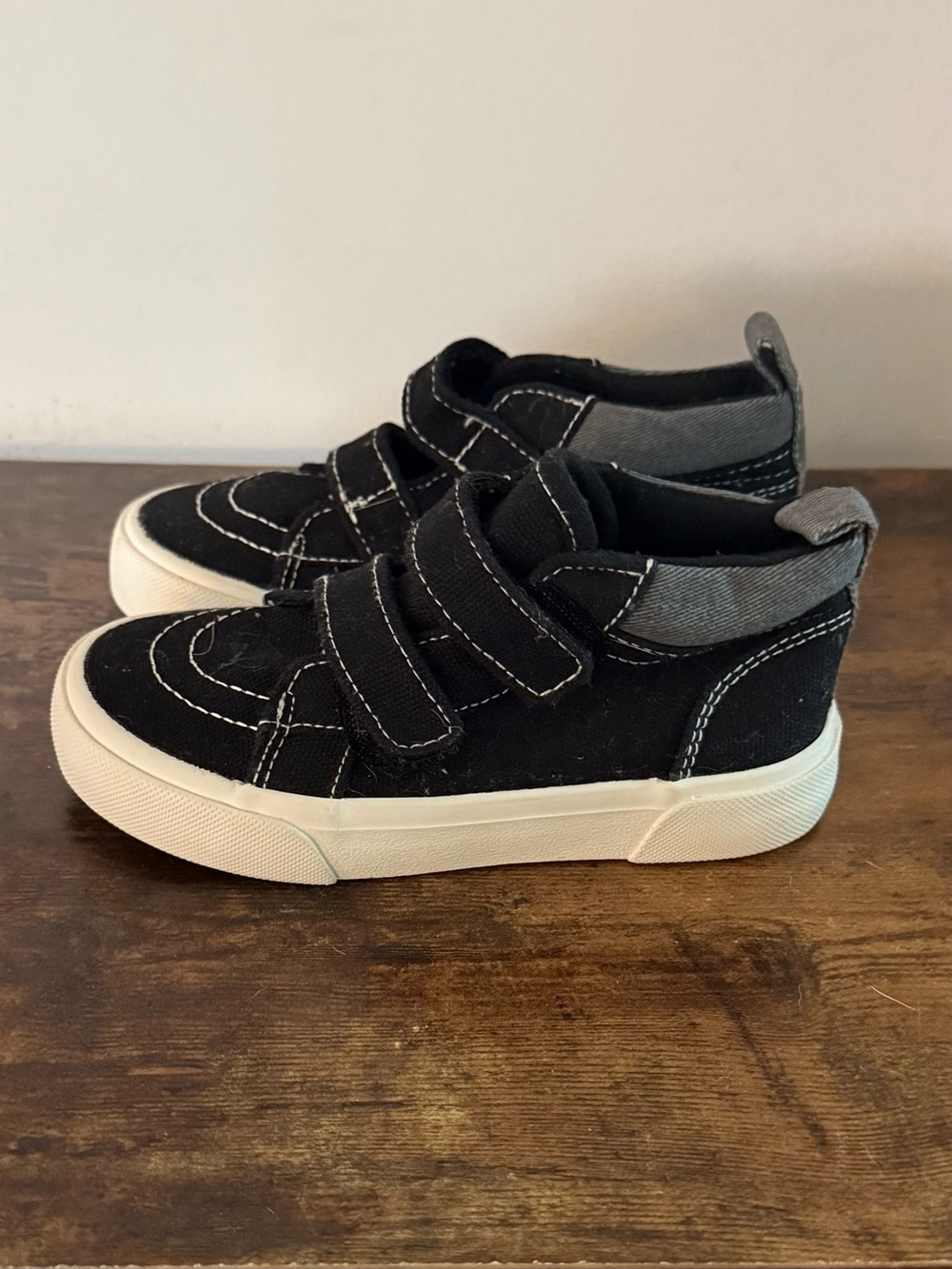Old Navy Black and Gray Kids High-Top Sneakers with Velcro